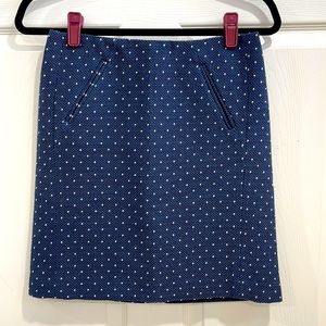 Ann Taylor LOFT tweed navy and white polka dot skirt